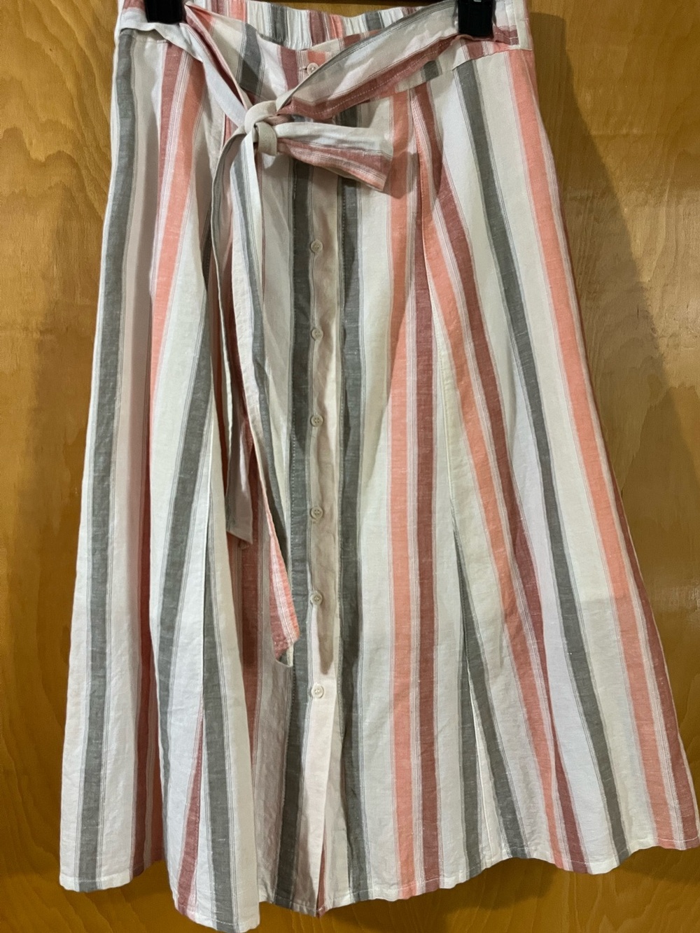 Eliane Rose Linen-Blend Striped Midi Skirt Size 6
